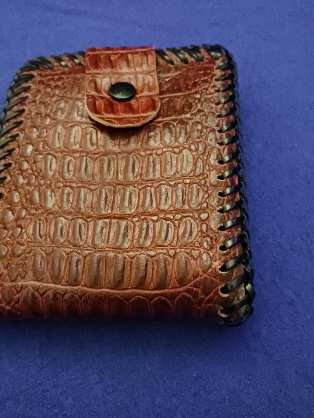 Brown Croc-Embossed Leather Wallet Case - Brown